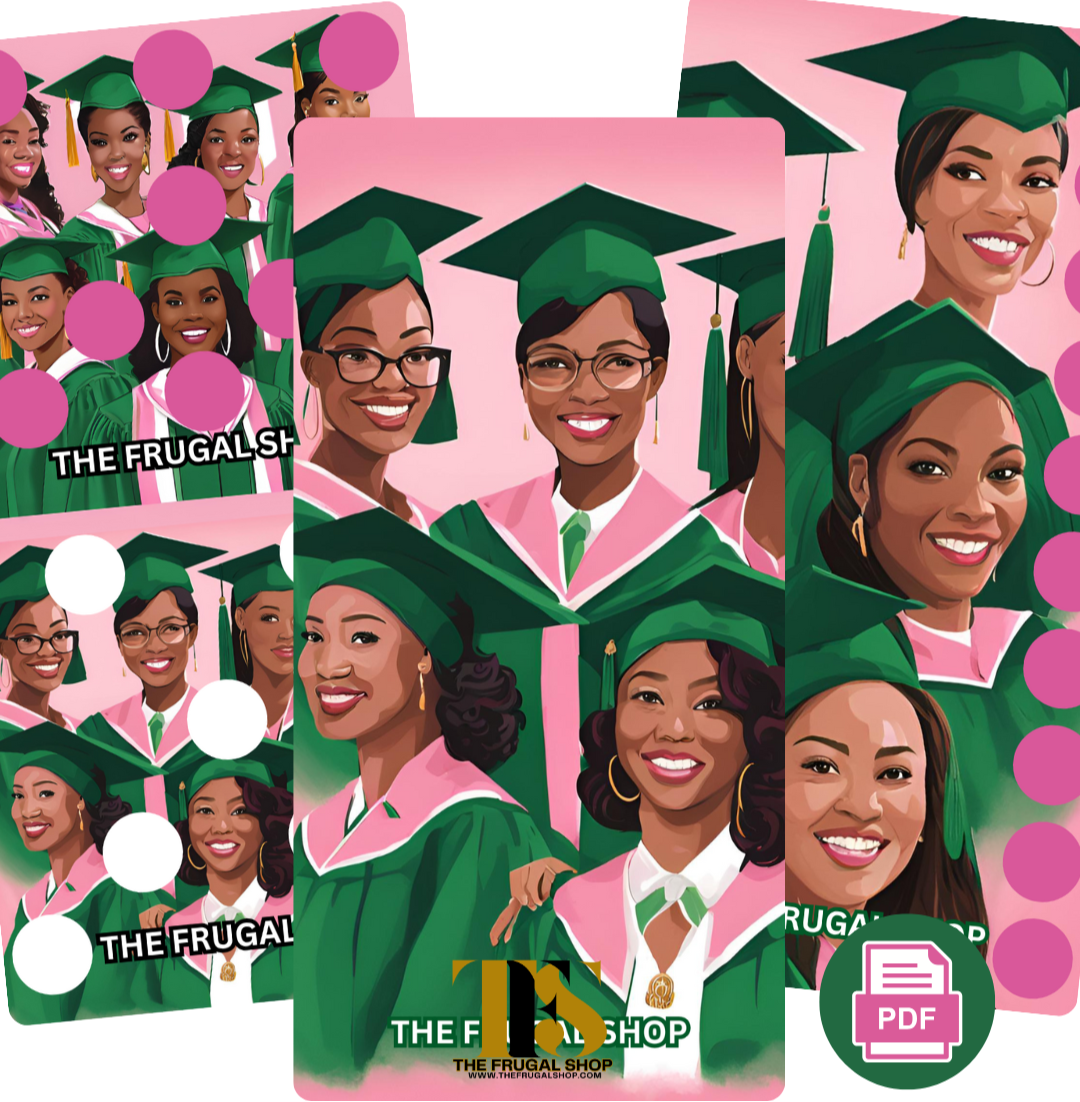 HBCU Green & Pink Sorority Savings Challenge | Digital Download | Cash Envelope Budgeting | Debt-Free & Financial Goals Planner