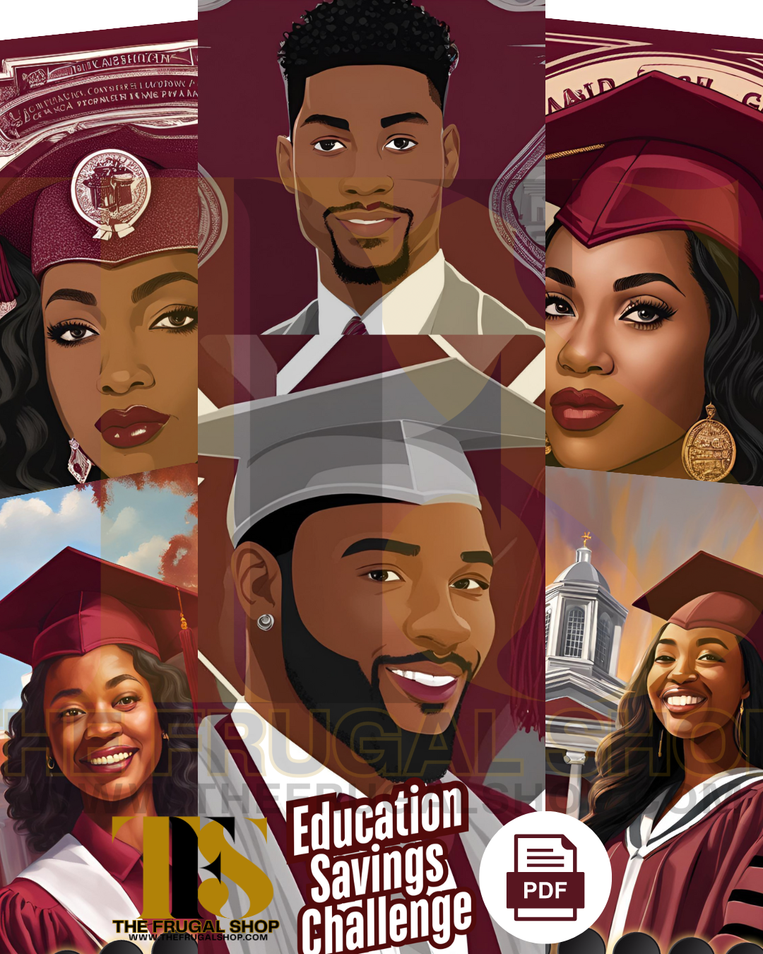 HBCU Savings Challenge – Burgundy Edition | Digital Download | Cash Envelope Savings | Student Loan Payoff & Debt-Free Journey