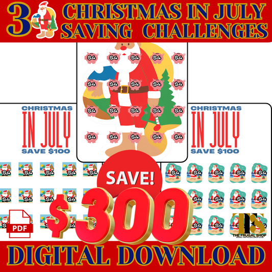 Cash Envelopes & Savings Challenges - July in Christmas Theme (Digital Download)