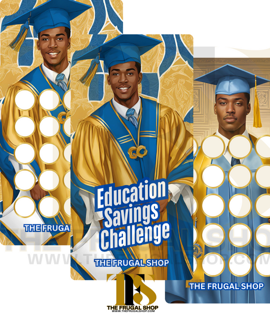 HBCU Carolina Blue Black King Savings Challenge | Digital Download | Student Loan & Education Fund | Cash Envelope Budgeting