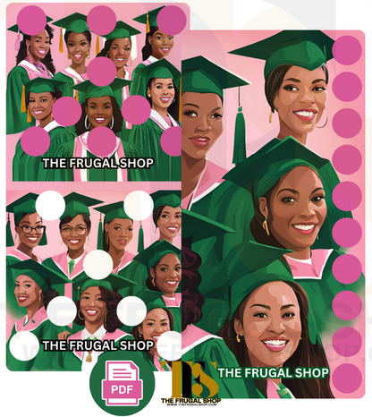 HBCU Green & Pink Sorority Savings Challenge | Digital Download | Cash Envelope Budgeting | Debt-Free & Financial Goals Planner