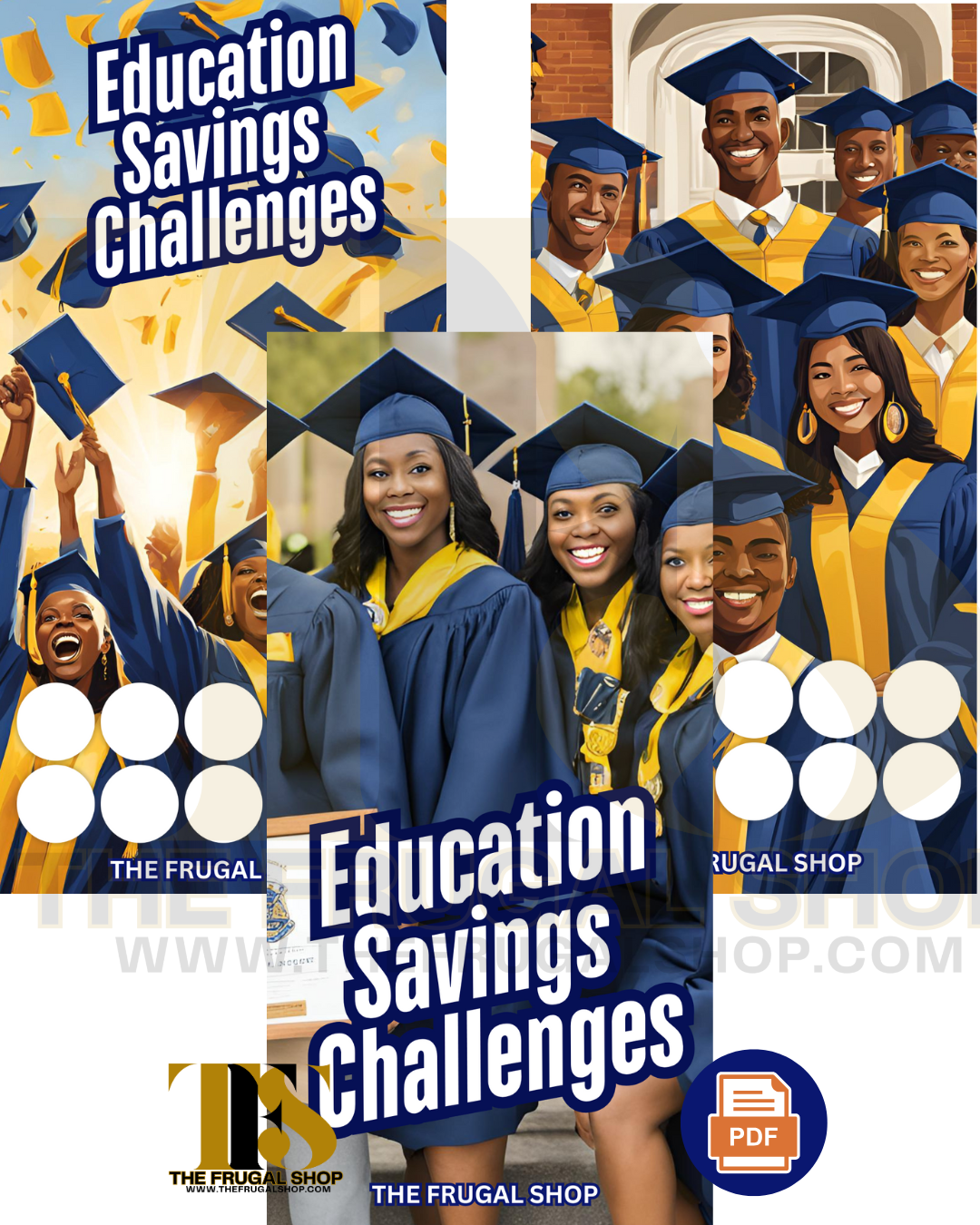 HBCU Savings Challenge – Blue, Orange & Yellow Edition | Digital Download | Cash Envelope Savings | Sinking Fund Planner | College Savings & Student Loan Payoff