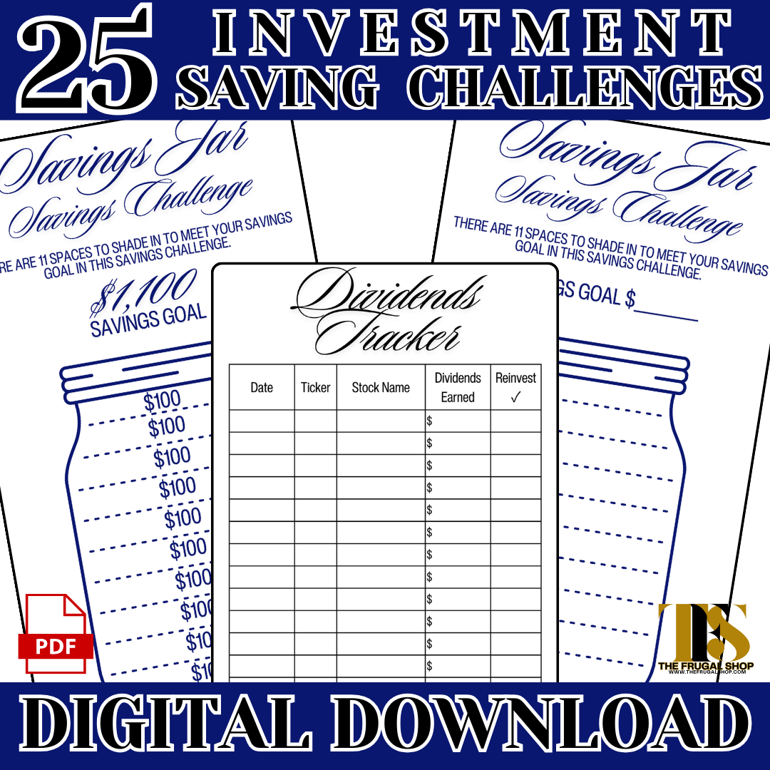 25 Investment Savings Trackers & Challenges Printable - Instant Download