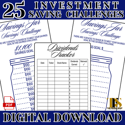 25 Investment Savings Trackers & Challenges Printable - Instant Download