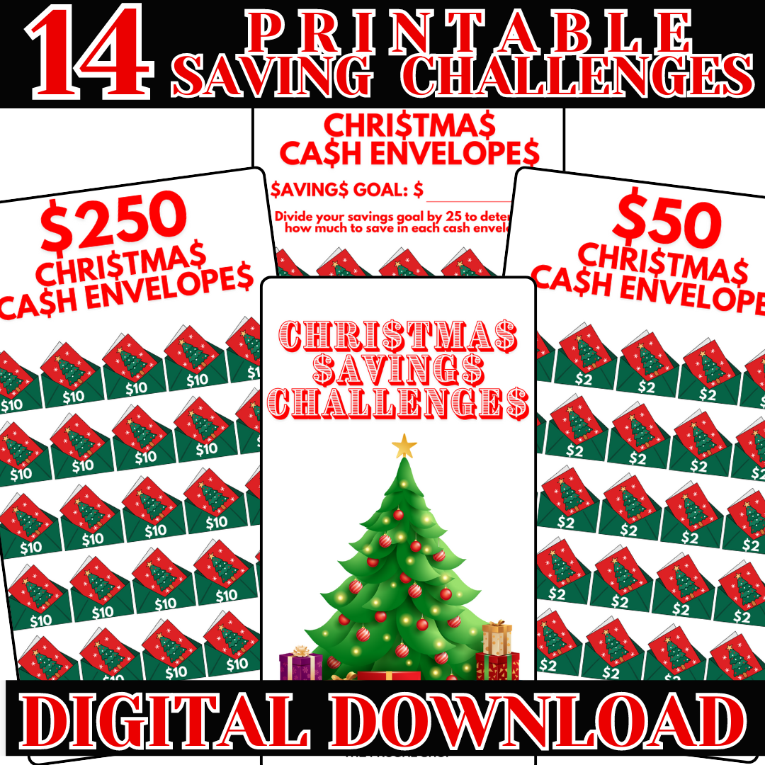 14 Christmas Savings Challenges Printable Bundle for Cash Envelopes