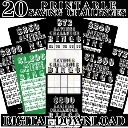 20 Printable Bingo Savings Challenges