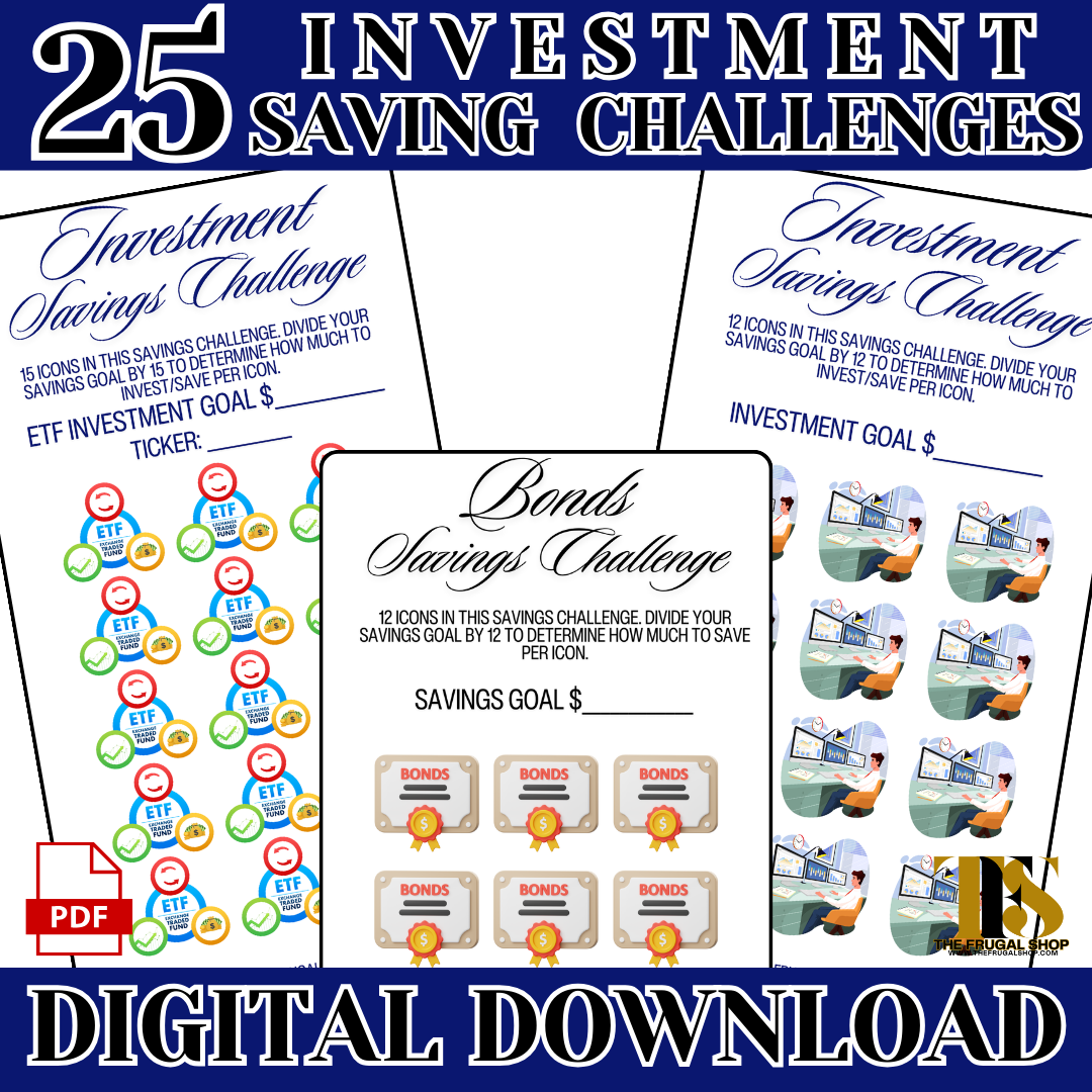 25 Investment Savings Trackers & Challenges Printable - Instant Download