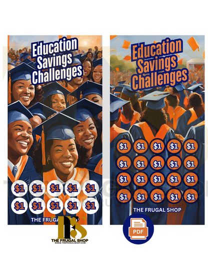 HBCU Savings Challenge – Blue, Orange & Yellow Edition | Digital Download | Cash Envelope Savings | Sinking Fund Planner | College Savings & Student Loan Payoff