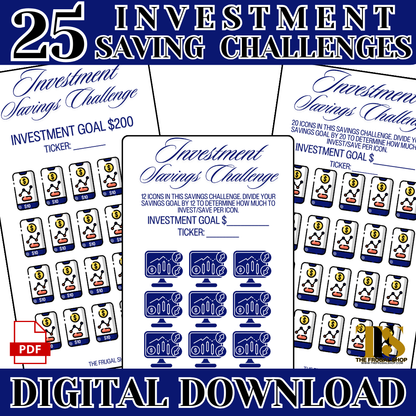 25 Investment Savings Trackers & Challenges Printable - Instant Download