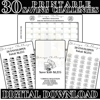 30 Printable Savings Challenges for Cash Envelopes