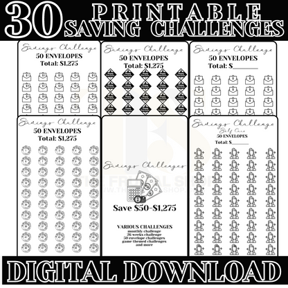 30 Printable Savings Challenges for Cash Envelopes