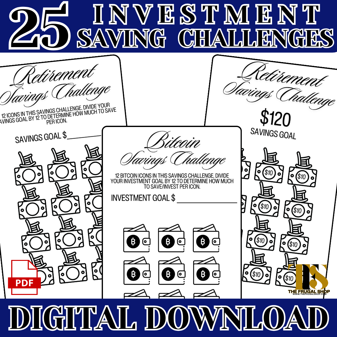 25 Investment Savings Trackers & Challenges Printable - Instant Download