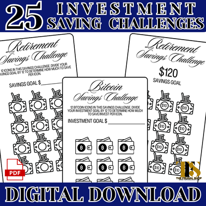 25 Investment Savings Trackers & Challenges Printable - Instant Download