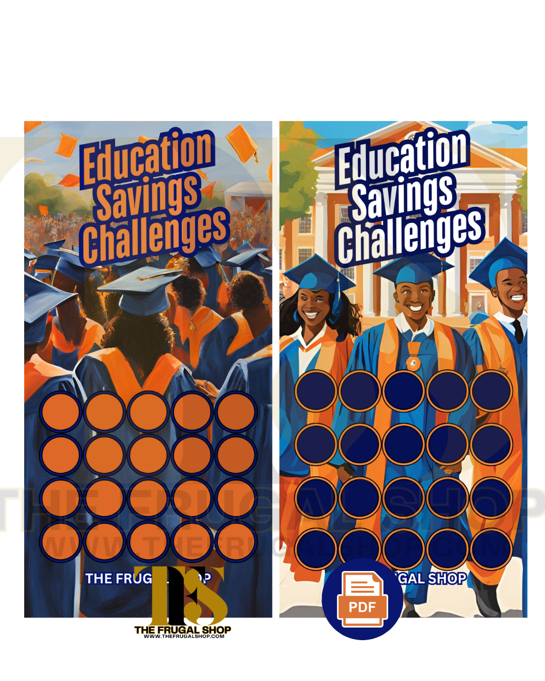 HBCU Savings Challenge – Blue, Orange & Yellow Edition | Digital Download | Cash Envelope Savings | Sinking Fund Planner | College Savings & Student Loan Payoff