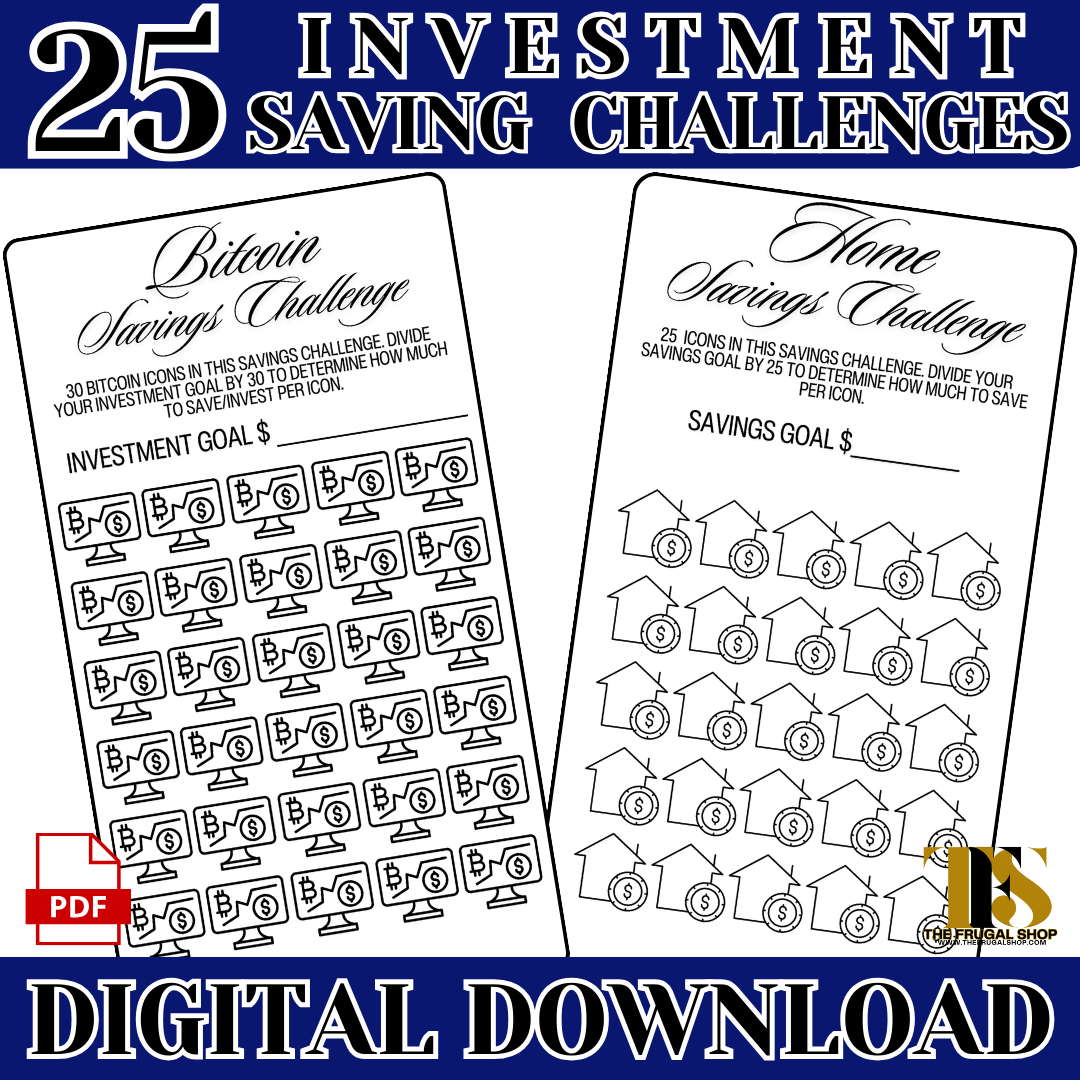 25 Investment Savings Trackers & Challenges Printable - Instant Download