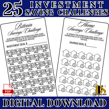 25 Investment Savings Trackers & Challenges Printable - Instant Download