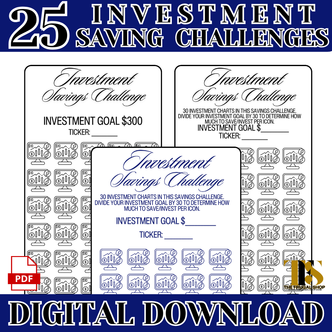 25 Investment Savings Trackers & Challenges Printable - Instant Download