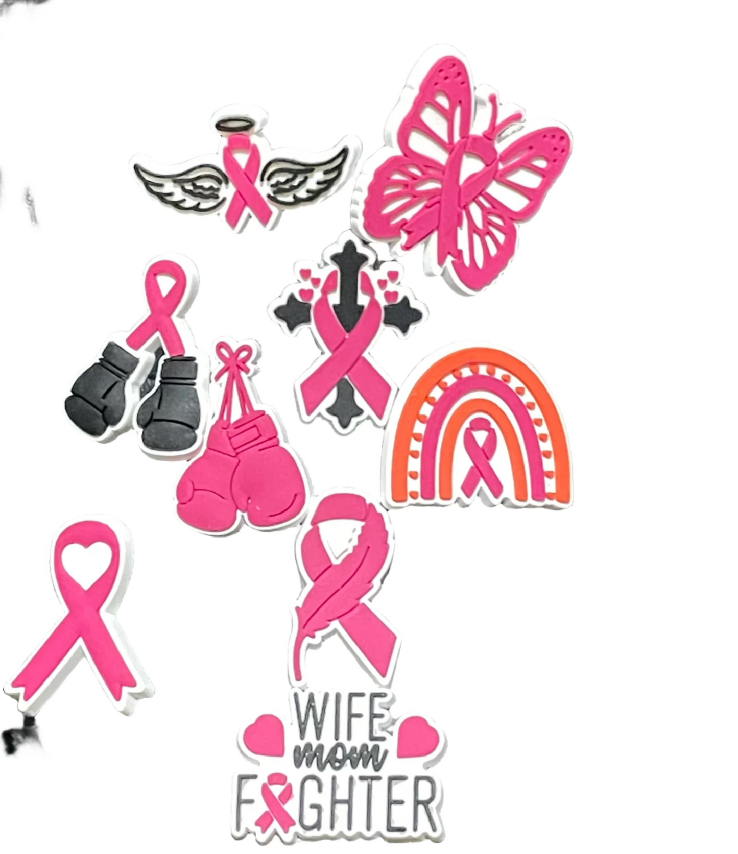 Pink Ribbon Breast Cancer Awareness Shoe Charms