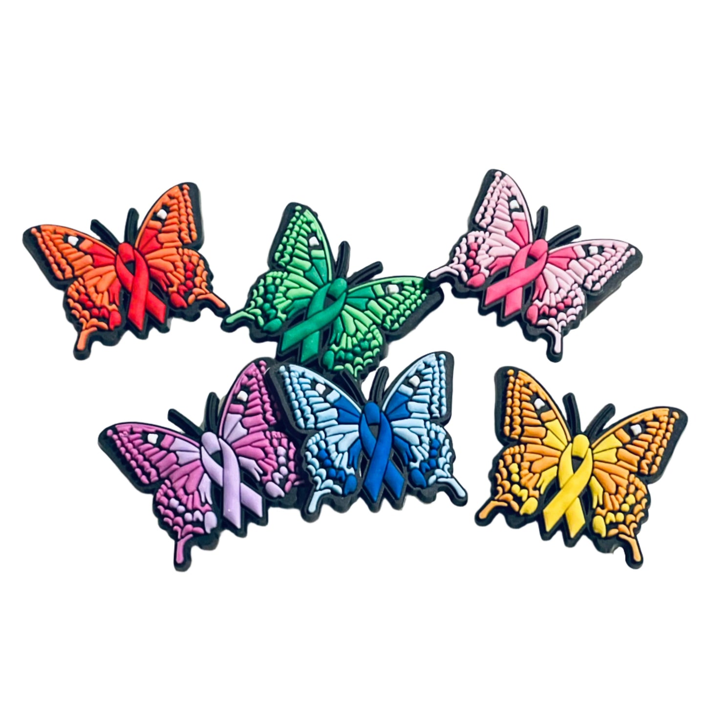 Butterfly Awareness Ribbon Shoe Charms