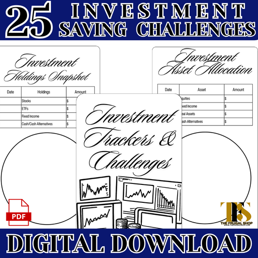 25 Investment Savings Trackers & Challenges Printable - Instant Download