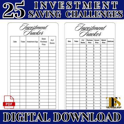 25 Investment Savings Trackers & Challenges Printable - Instant Download