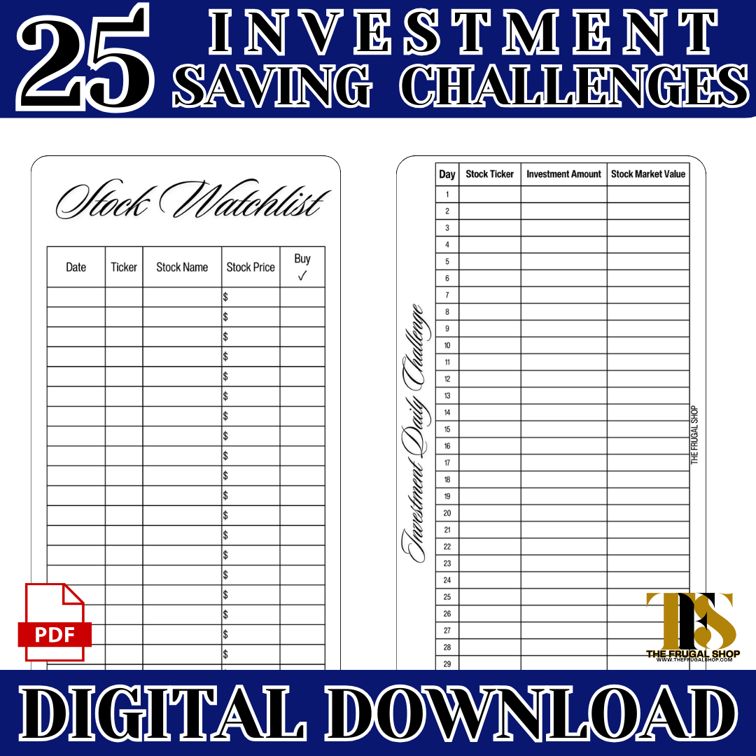 25 Investment Savings Trackers & Challenges Printable - Instant Download