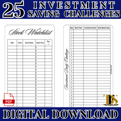 25 Investment Savings Trackers & Challenges Printable - Instant Download