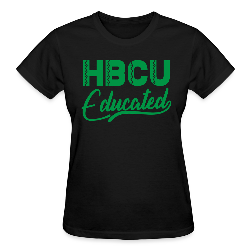 HBCU Educated Green Gildan Ultra Cotton Ladies T-Shirt - black