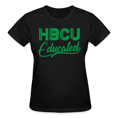 HBCU Educated Green Gildan Ultra Cotton Ladies T-Shirt - black