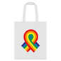 Pride Rainbow Ribbon Tote Bag - white
