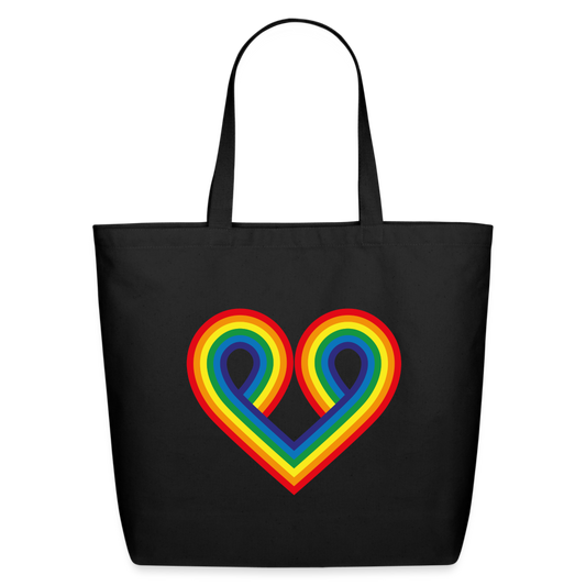 Pride Rainbow Heart Eco-Friendly Cotton Tote - black