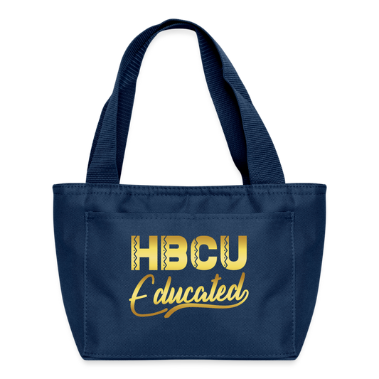 HBCU Educated Gold Recycled Insulated Lunch Bag - navy