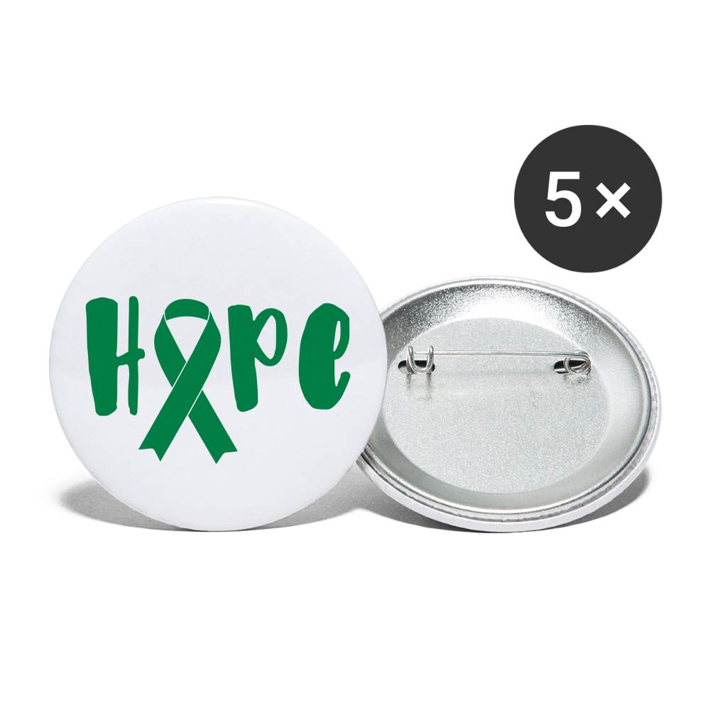 Hope Green Awareness Ribbon Buttons large 2.2'' (5-pack) - white