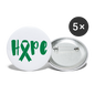 Hope Green Awareness Ribbon Buttons large 2.2'' (5-pack) - white