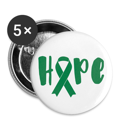 Hope Green Awareness Ribbon Buttons large 2.2'' (5-pack) - white