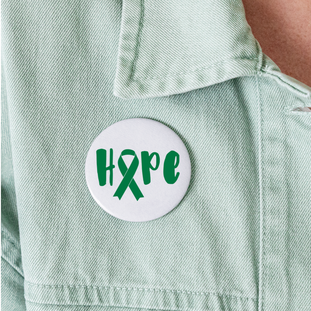 Hope Green Awareness Ribbon Buttons large 2.2'' (5-pack) - white