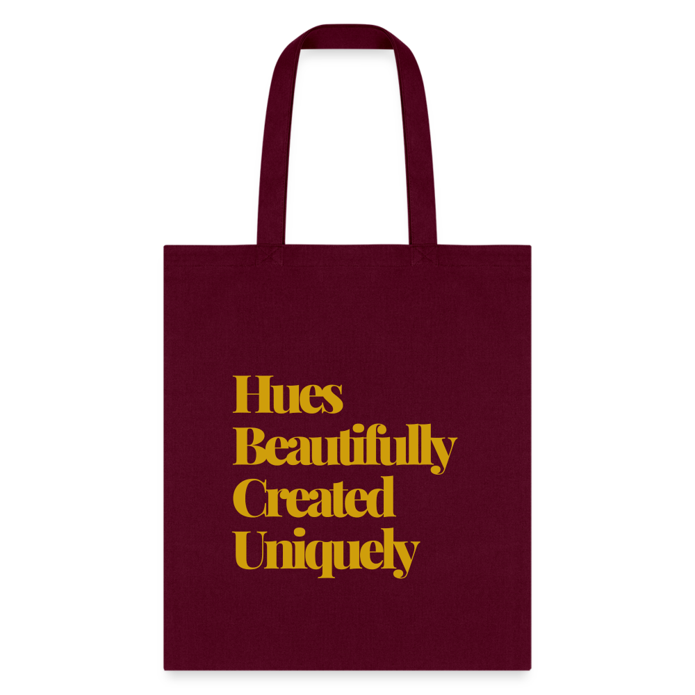HBCU Hues Beautifully Created Uniquely Tote Bag - burgundy