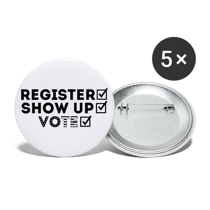Register Show Up Vote Buttons large 2.2'' (5-pack) - white