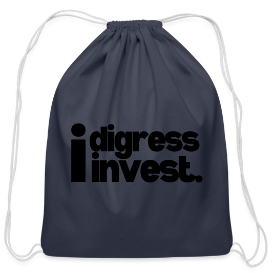 I Digress I Invest Period Cotton Drawstring Bag - navy