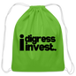 I Digress I Invest Period Cotton Drawstring Bag - clover