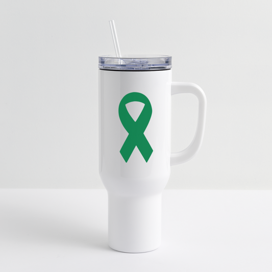 Green Ribbon Awareness 40 oz Travel Tumbler - white