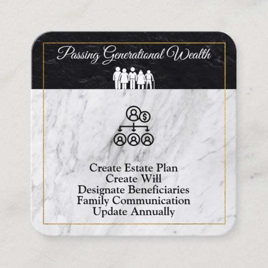 Passing Generational Wealth Estate Planning Planner Card