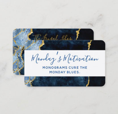 Monday’s Motivation Monogram Blues Planner Card
