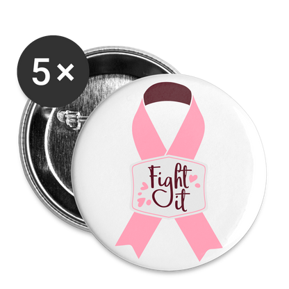 Pink Ribbon Awareness Buttons large 2.2'' (5-pack) - white