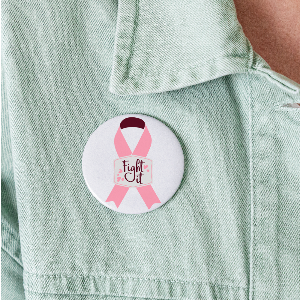 Pink Ribbon Awareness Buttons large 2.2'' (5-pack) - white