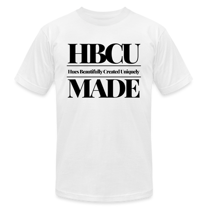 HBCU Hues Beautifully Created Uniquely Made Unisex Jersey T-Shirt by Bella + Canvas - white