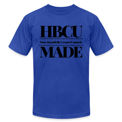HBCU Hues Beautifully Created Uniquely Made Unisex Jersey T-Shirt by Bella + Canvas - royal blue