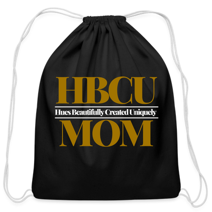 HBCU Mom Cotton Drawstring Bag - black