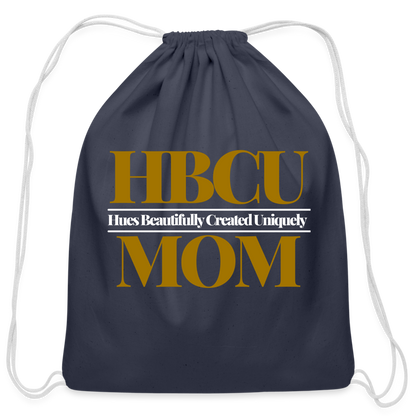 HBCU Mom Cotton Drawstring Bag - navy